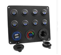 8 Gang Boat Switch Panel Waterproof,Marine Rocker Switch Panel，12V/24V Button Switch Panel for car,Trucks, Boats(D)