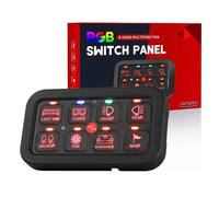 8 Gang RGB Switch Panel, With App Control, 12V-24V Switch Panel, Momentary Switch With Fuse Block Label Stickers, For Truck ATV UTV Marine Caravan