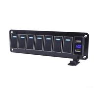 8 Gang Rocker Switch Panel 12V-24V Dual USB Fast Charge(Black)