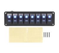 8 Gang Rocker Switch Panel LED Backlit On Off Switch Waterproof Overload Protection Pre Wire Compatible With Car RV Marine(blue)