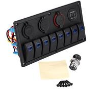 8 Gang Rocker Switch Panel with Voltmeter & USB 12V 24V Car Boat Control Panel for Electrical Device Management