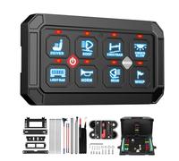 8 Gang Switch Panel Kit 12 V / 24 V, Universal Circuit Control Relay System Smart Switch Panel Kit with Dimmable Touch Switch Panels RGB Seven Colour for Car Truck SUV Motorhome Boat