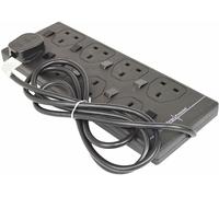 8 Way Surge Protected 2M Extension Lead Individually Switched - Black