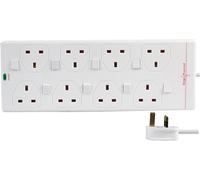 8 GANG WAY 2M METER SURGE PROTECTED SWITCHED EXTENSION LEAD UK MAINS PLUG LONG