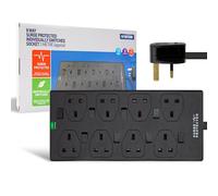Status 8 Gang Way 2M Surge Protected Switched Extension Lead UK Mains Plug