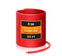 8 Gauge CCA Wire Silicon Red 50FT, 12V 24V Low Voltage Electrical Wire for Car Automotive Power/Ground Battery Cable, Flexible Durable Copper Clad Aluminum (CCA) Wire for Car Audio Amp RV (50FT Red)
