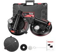 8" Glass Suckers Lifters with Pressure Gauge, 2pcs Glass Suction Lifter with Handle, Carrying Case, Glass Suction Cups, Heavy Duty Vacuum Tile Suction Cup Grip Tool, for Lifting Windows,Granite, Metal