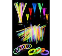 300pcs Premium 8 Inch Glow Sticks With Connectors To Make Neon Necklace Wrist Band Bracelets, Party Favours, Party Bag Fillers for Kids - Party Accessories, Long-lasting Glow Sticks for Children