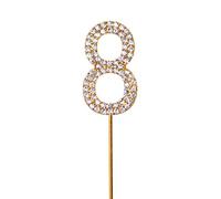 Gold 8 Sparkley Diamond Cake Topper Number 8 for Birthday Anniversary Shatchi Gold One Size