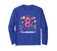 8 & Great Birthday Celebration for Magical Unicorn Lovers Long Sleeve T-Shirt, Adult Unisex, Royal Blue, XXL
