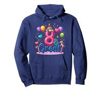8 & Great Birthday Celebration for Magical Unicorn Lovers Pullover Hoodie, Adult Unisex, Navy, L