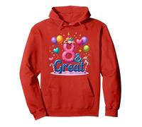 8 & Great Birthday Celebration for Magical Unicorn Lovers Pullover Hoodie, Adult Unisex, Red, XL