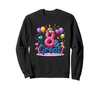 8 & Great Birthday Celebration for Magical Unicorn Lovers Sweatshirt, Adult Unisex, Black, M