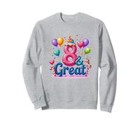 8 & Great Birthday Celebration for Magical Unicorn Lovers Sweatshirt, Adult Unisex, Heather Grey, XL