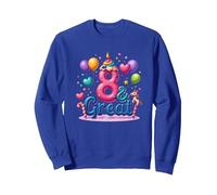 8 & Great Birthday Celebration for Magical Unicorn Lovers Sweatshirt, Adult Unisex, Royal Blue, M
