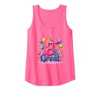 8 & Great Birthday Celebration for Magical Unicorn Lovers Tank Top, Women, Neon Pink, M