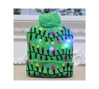 (8-Green dengchuang) LED Christmas Hat with Lights 2025 Knitting Cap Xmas Ornament Home Decor Navidad Natal 2025 New Year Holiday Gift