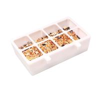 8 Grid Bird Cage Feeder, Anti Spill Seed Tray, Multi Compartment Food Organizer, 6.3x3.5x1.73 Inches Clip on Cage Mount, Balcony, Patio, Garden Accessory for Small Pet Birds