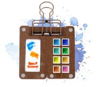 8 Grid Mini Portable Watercolor Palette with Clip, Wooden Mini Paint Palette, Travel Paint Tray Box, Sketchbook Palette for Watercolor, Gouache, Acrylic Paint, Gift for Painters and Artists