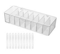 8 Grids Acrylic Cable Organizer Box, with 10 Cable Ties, Plastic Transparent Charging Cable Organizer, Thickened Cable Tidy Box with Lid, Storage Box for Charger, Power Strips
