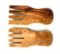8" Hand Made Olive Wood Salad Hands Utensil Set- by Orchard Hardwoods- For Serving Salads, Pasta, Vegetables (8" Salad Hands)