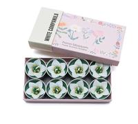 8 Handmade White Campanula Scented Tealights Scented with Neroli Essential Oil in a Botanical Gift Box