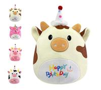 8" Happy Birthday Brown Unicorn Soft Plush Toy, 20cm Plushies for Kids, Stuffed Animal Pillow Toy for Girls Boys Gift