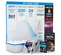 8 Hearing Aid Batteries Size 312 PR41 Brown + 200 Wet Wipes Udiclean + Spray with Included Brush Udinett 100ml + 24 Earwax Filters CeruCare + Hearing Aid Drying Station 3in1 - Kit Total Care