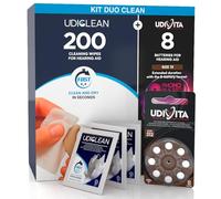 8 Hearing Aid Batteries Size 312 PR41 Brown with Phono Pulse Technology + 200 Wet Wipes Udiclean for Hearing Aids Screens Glasses Pocket Size - Kit Duo Clean