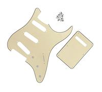 8-Hole Pickguard 3Ply Cream SSS Guitar Pickguard Back Plate Set & Screws For For ST Electric Guitar Parts Guitar Replacement Pickguard