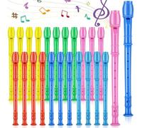8 Hole Soprano Recorders Descant Flute Bulk With Cleaning Rod German Style for Back to School Gift Operation Christmas Shoebox Supplies Musical Instruments Party Favor (24 Pack)
