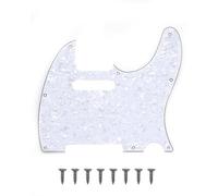 8 Hole Tele Pickguard Modern Style TL Pick Guard with Pickup Mounting Screw Holes for Tele/Telecaster (White Pearl)