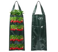 8 Holes Plastic Hanging Tomato Planters, 2 PCS Strawberry Grow Bags Upside down Garden Vertical Strawberry Planters Strong Plastic Hanging Grow Bags for Tomatoes Chili Vegetables Flower Planting