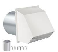 8” Hooded Wall Vent with Screen and Damper Outdoor Wall Mount Exhaust Vent Cover for Wall,Wall Vent Cover Cap Dry Vent Hood Air Ventilation for Kitchen Range Hood HVAC Duct House Industrial,White