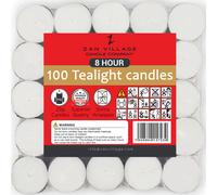 8 Hour Night Lights - 100 Unscented White Candles