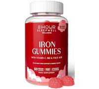 8 Hour Sleepwell Iron Gummies for Adults - Sugar-Free & Vegan |High Strength 20mg Iron with Vitamin C, B12 & Folic Acid | Energy, Immunity & Red Blood Cell Support | Gluten-Free |1 Month Supply
