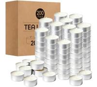8 Hour Tea Lights Candles Unscented Tealights Long Burning Time, Cotton Wicks 200 Pack, 3.8 x 2.3 cm, White for Weddings, Birthdays, Parties, Restaurants