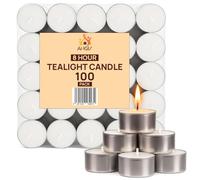 8 Hour Tealight Candles 100 Pack Long Burning Unscented Tea Light Candles | 8hr Candle Tealights for Wedding, Home, Spa, Gift, Parties & Decor Use - Sold by ANGIX (White)
