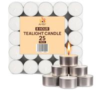 8 Hour Tealight Candles 25 Pack Long Burning Unscented Tea Light Candles | 8hr Candle Tealights for Wedding, Home, Spa, Gift, Parties & Decor Use - Sold by ANGIX (White)