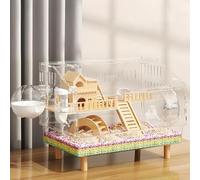 8 in 1 Acrylic Hamster Cage with All Accessories, 2-Layer Hamster House with Full Transparent View, Open Mouse Cage for Pet Mice, Hamster Habitat for Dwarf Hamsters, Gerbils, 47 x 30 x 37