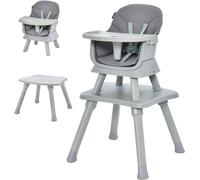 8 in 1 Baby High Chair for Babies and Toddlers, Convertible Highchair Infant Dining Booster Seat, Building Block Table, Kids Stool Table Chair Set with Removable Tray (Grey)