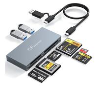 8-IN-1 CFexpress Type B Card Reader, USB-C & USB-A Multi Memory Card Reader Adapter with Dual 10Gbps USB3.2 Ports for Type B CFexpress/CF/XD/MS/TF/SD, Compatible with Windows/Mac OS/Linux/Android,Grey