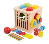 8-in-1 Development Cube - Wooden Educational Learning Activity Toy, Multi-Function Play Structure with Interactive Sensory Panels | Celebration Playroom Schoolroom Household Birthday Girl