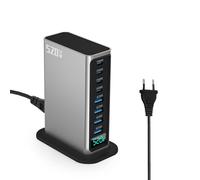 8-in-1 digital display USB 520W fast 8-port desktop charging station GaN gallium nitride fast charging head multiple devices simultaneously fast charging heat dissipation non-slip