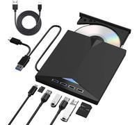 8 in 1 External Blu-ray Drive, BD Blu Ray Drive Burner USB 3.0 and Type-C Portable Blu Ray DVD/CD Player, 3D Blu Ray Burner Optical Bluray Drive for Laptop PC Desktop Windows XP/7/8/10/11