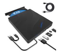 8 in 1 External Blu-ray Drive, DVD/BD Player Blu Ray Burner with USB 3.0 Type-C Portable Blu Ray Drive, Portable 3D CD DVD Burner Optical Bluray Drive for Laptop PC Desktop Windows 11 10 Mac OS