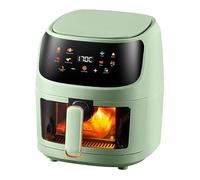 8-In-1 Glass Air Fryer, 5 QT Large Air Fryer with Easy-View Glass Basket, 360° Hot Air and Auto Shut-Off Adjustable Temperature, Touch Panel Control, Circulating Heating, Nonstick & Fry Bowl,Green