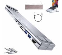 8 in 1 Laptop Stand with Docking Station, Civilizek Laptop Docking Stand with 4k HDMI, 2 USB 3.1, Pd 100w, Portable Foldable Ergonomic Stand for Home, Offices, Travel(8-in-1)