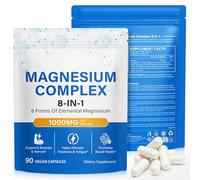 8-in-1 Magnesium Complex Supplement 90 Capsules, 1000mg with Magnesium G-lycinate, C-itrate, M-alate, T-Aurate, Easy Absorption for Sleep, Muscle Relaxation, Nerve & Heart Health, Energy, Non-GMO