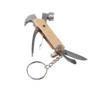 8-in-1 Mini EDC Multi Tool, Stainless Steel+Beech Wood Heavy Duty EDC Pliers Sheep Horn Hammer Tools, Outdoor Pocket Bottle Opener Wrenches Gadget for Everyday Carry